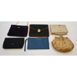 A group of six assorted bags; Salvatore Ferragamo purple suede shoulder bagGermaine Guerin black
