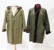 Two ladies Yves Saint Laurent coats, both rabbit fur lined, Italian size 42 & 34 One fur lined