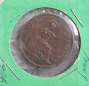 Coins in an album, including reproductions