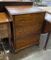 A George III style mahogany chest of three drawers, width 63cm