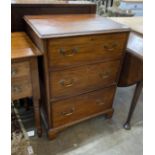 A George III style mahogany chest of three drawers, width 63cm