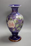 A large Royal Doulton stoneware vase, drilled for use as a table lamp, 36cms high