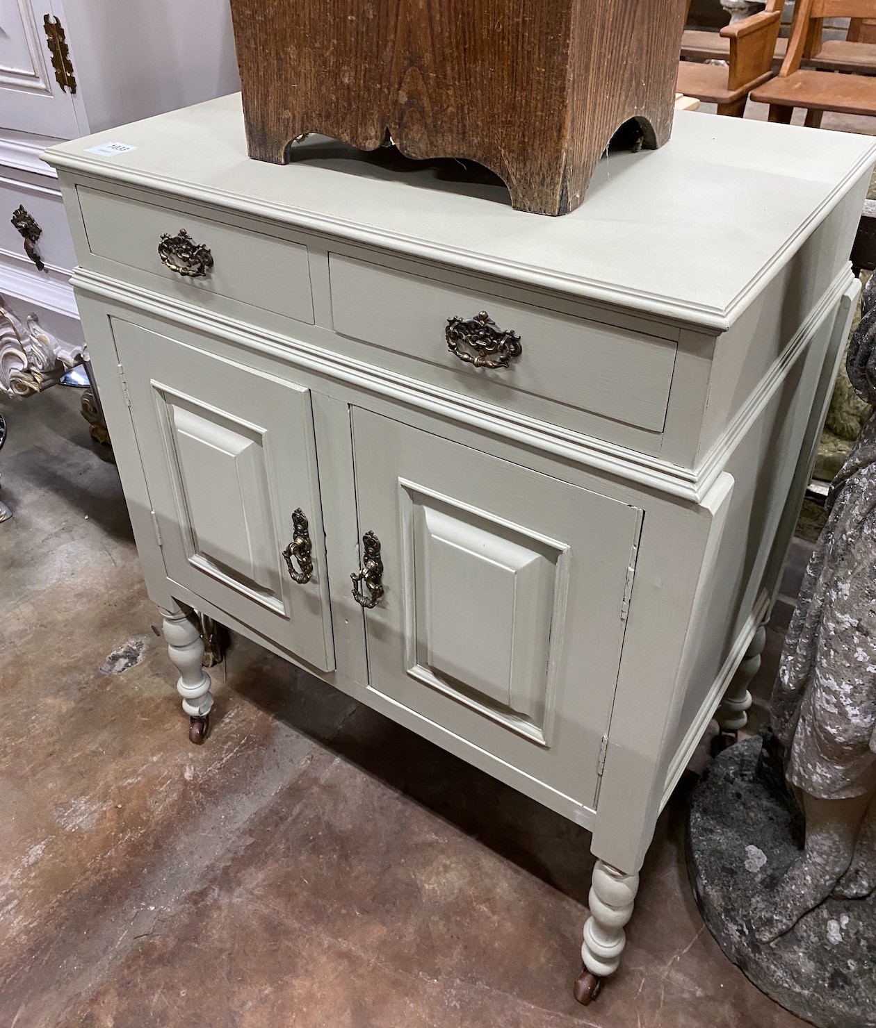 An eau de nil painted beech side cabinet, width 71cm - Image 2 of 2