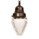 An Edwardian cut glass light pendant with bronzed mount, height 24 cm