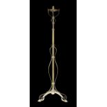 A late 19th century English telescopic lamp standard of Art Nouveau influence, converted from oil to