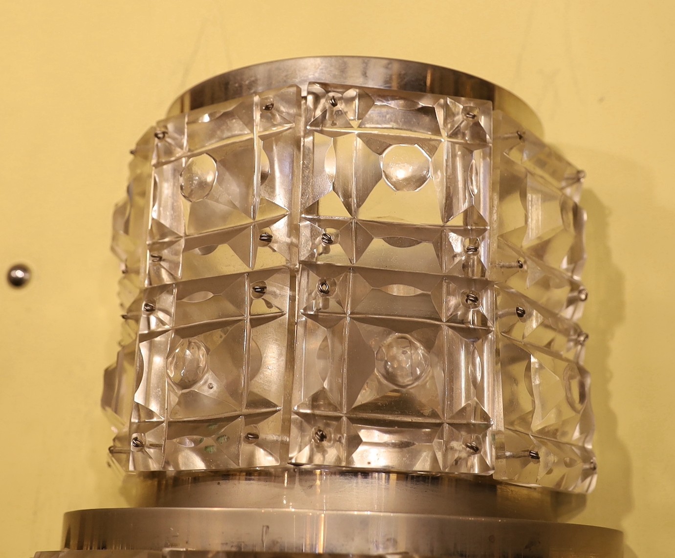 A 1940s style moulded crystal glass and nickel plated wall light, height 62cm***CONDITION REPORT***A - Image 2 of 4