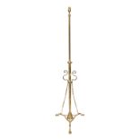 An Edwardian brass telescopic lamp standard, height 147cm