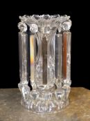 A Victorian cut glass table lustre with spear shaped drops, height 26cm