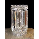 A Victorian cut glass table lustre with spear shaped drops, height 26cm