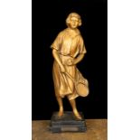 A 1930s French gilt plaster figure of a tennis player ‘Joueuse de Tennis’, height 42cm***CONDITION