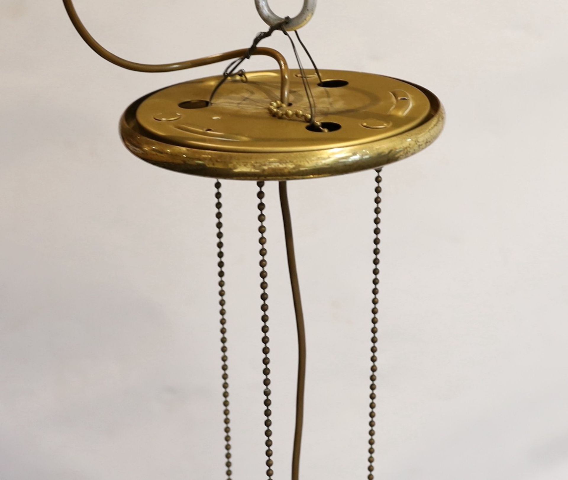 A 1960s Italian lacquered brass and marbled glass pendant ceiling light, height 64cm. diameter - Image 4 of 4