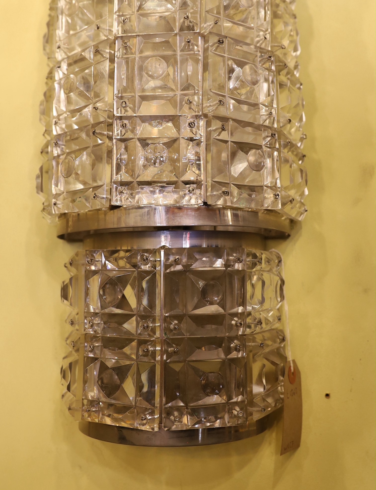 A 1940s style moulded crystal glass and nickel plated wall light, height 62cm***CONDITION REPORT***A - Image 4 of 4