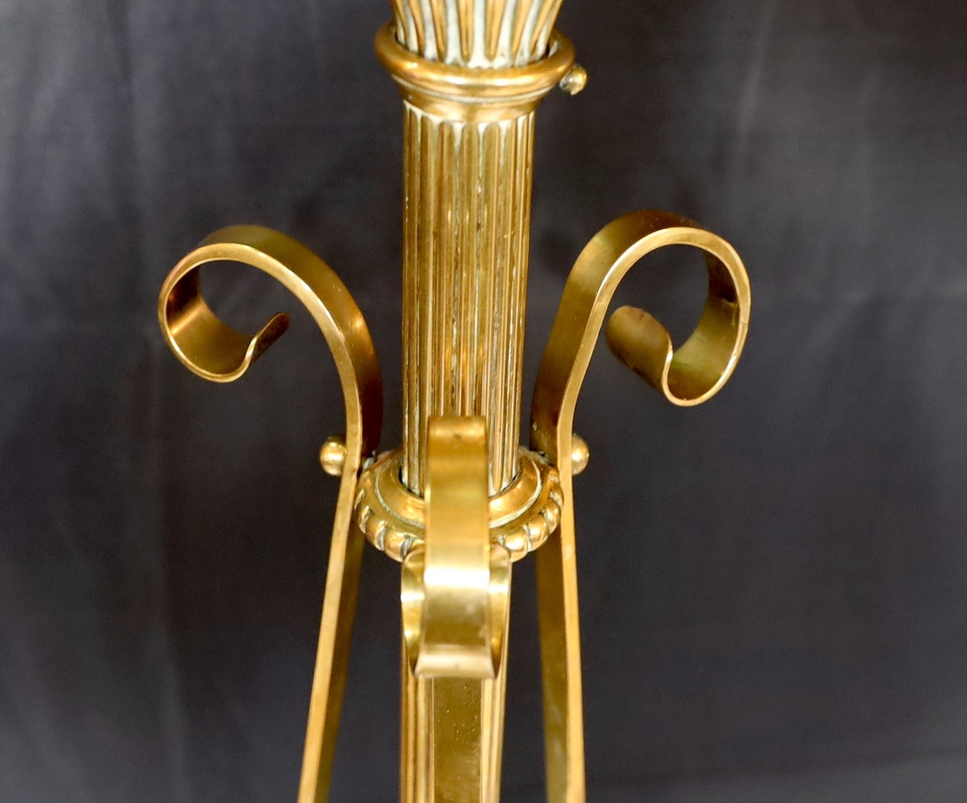 A late 19th century English brass telescopic lamp standard, height 146cm. width of base 43cm.*** - Image 3 of 4