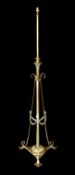 A late 19th century English brass telescopic lamp standard, height 146cm. width of base 43cm.***