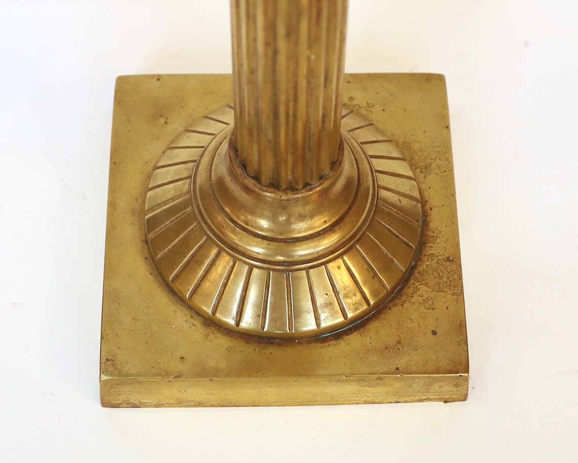 A late Victorian brass and cut glass oil lamp with Hinks and Son mechanism, spiral fluted globe - Image 3 of 3