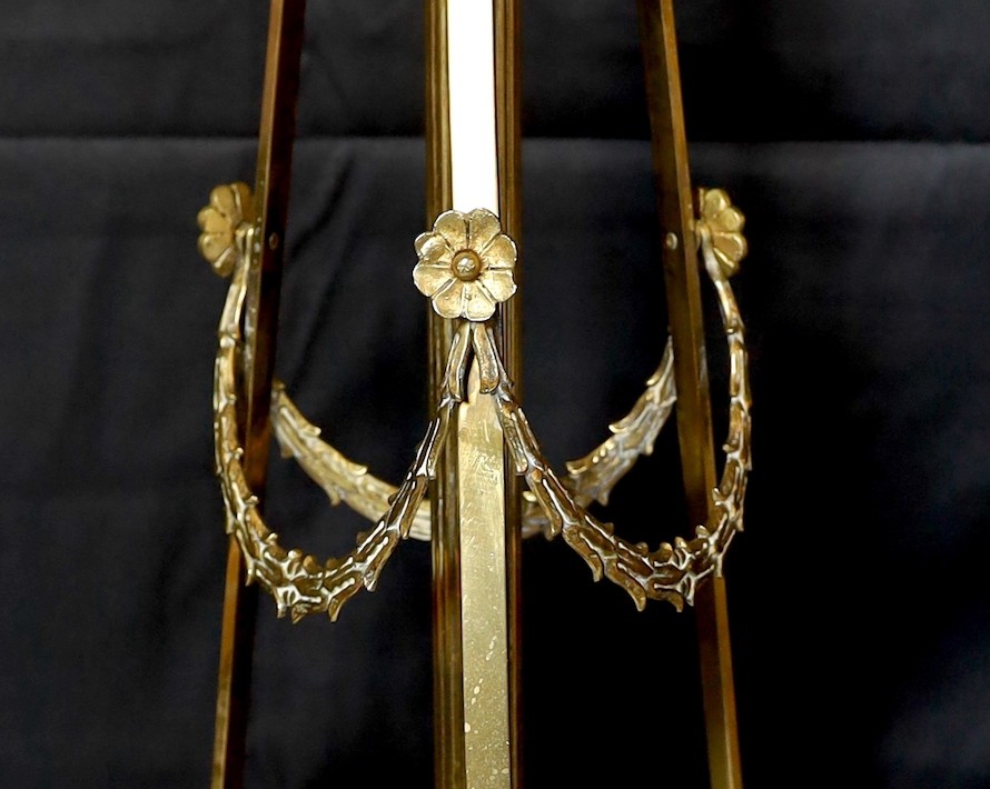 A late 19th century English brass telescopic lamp standard, height 146cm. width of base 43cm.*** - Image 2 of 4