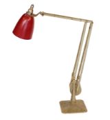 A 1950s Hardil Horstmann grey painted anglepoise lamp with red metal shade, height 52cm***