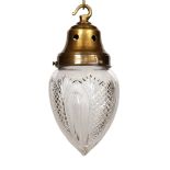 An Edwardian cut class light pendant with brass mount, height 26cm