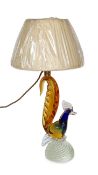 A Venetian Murano glass cockerel table lamp, height 32cm to base of bulb holder
