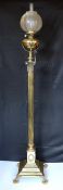 A Victorian brass Regency style Corinthian column telescopic oil lamp standard, with later etched