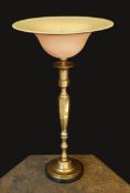 A 1960s brass table lamp with marbled glass ‘pate de verre’ shade, height overall 66cm***CONDITION