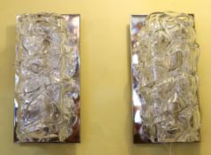 A pair of 1960s Italian scrambled glass and nickel plated wall lights, height 27cm. width 14cm***