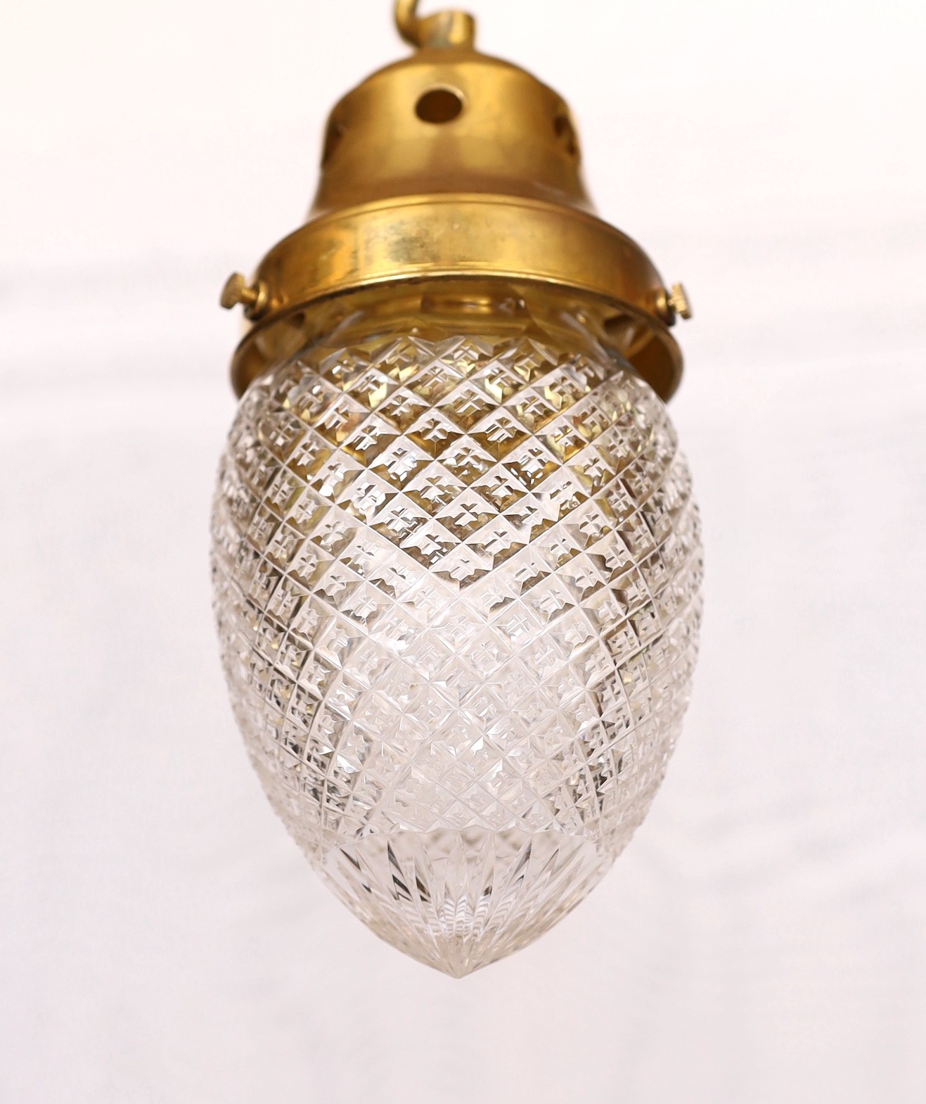 An Edwardian cut glass light pendant with brass mount, height 26cm - Image 2 of 2