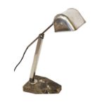 A 1930s French chrome plated adjustable desk lamp with marble base, height 42cm