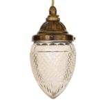 A 1920's English bronzed metal and cut glass light pendant, height 22cm***CONDITION REPORT***Very