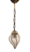 An Italian blown glass and metal light pendant, height including chains 54cm***CONDITION REPORT***