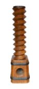 A mid 19th century French wrought iron mounted wine press screw, height 154 cm