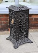 A Victorian cast iron conservatory heater, with the later glazed top, height 61cm. width 36cm