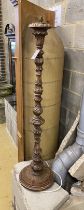A Victorian style carved beech standard lamp, height 120cm