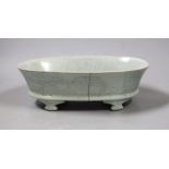 A Chinese Guan type ceramic crackle glaze narcissus bowl. 24cm wide, cracked