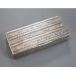 A mid 19th century Portuguese white metal rectangular snuff box, Oporto 1843-1853 mark, 87mm, 83