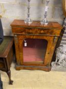 A Victorian marquetry inlaid gilt metal mounted walnut pier cabinet, width 82cm, depth 30cm,