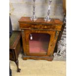 A Victorian marquetry inlaid gilt metal mounted walnut pier cabinet, width 82cm, depth 30cm,