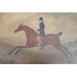 19th century English School, oil on canvas, Study of a gentleman riding a horse, dated '81, 23.5 x