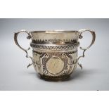 A late Victorian demi fluted silver porringer, by D & M Davis, Birmingham, 1897, height 92mm, 7oz.