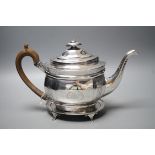A George III engraved silver oval teapot, Alice & George Burroughs?, London, 1804 and an