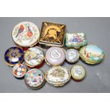 A collection of Halcyon Days enamel boxes and other trinket boxes