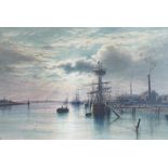 Frederick Miller (Exh c. 1880 - 1892), watercolour, Merchant ships moored in Shoreham harbour,
