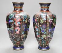 A pair of Japanese cloisonné enamel vases, 26cm