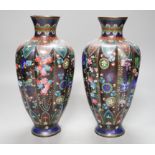 A pair of Japanese cloisonné enamel vases, 26cm