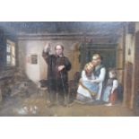 Late 19th century Austrian School, oil on papier mache, 'The Doctor's Visit', possibly once a box