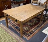 A Victorian rectangular pine kitchen table, width 152cm, depth 90cm, height 72cm