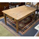 A Victorian rectangular pine kitchen table, width 152cm, depth 90cm, height 72cm