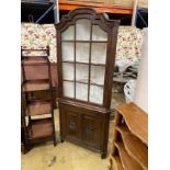 An 18th century Dutch oak standing corner cabinet, width 89cm, depth 44cm, height 240cm