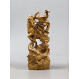 A Continental limewood group of St George and the dragon. 14cm high