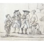 Six assorted 18th century and later printed caricatures including The Morning News by H W Bunbury